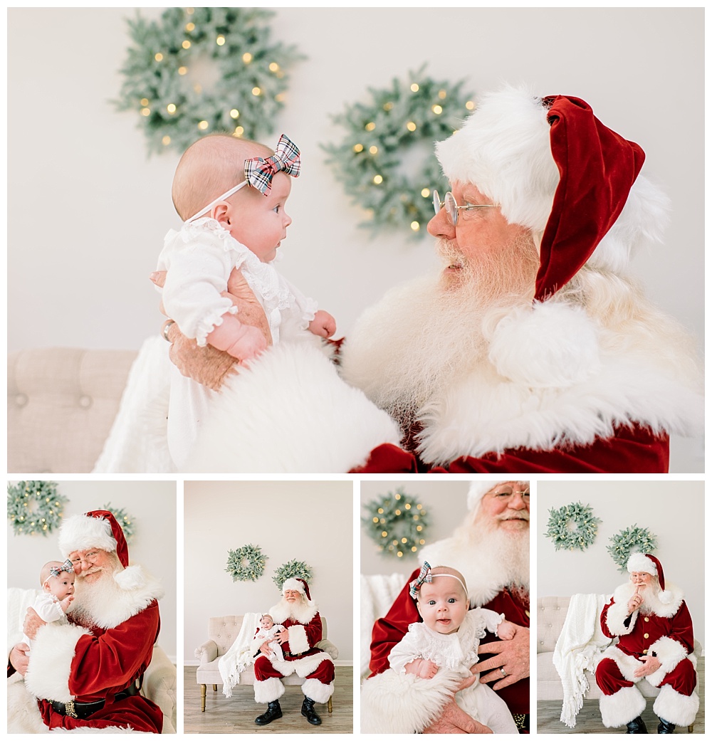 Baby meets Santa for the first time at a Children's Santa Photo session