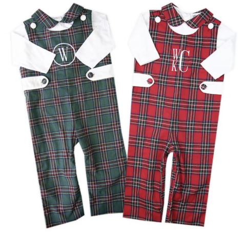 BellaBeanKelly Green and Red Tartan Plaid Monogrammed Longall