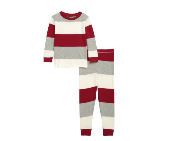 Burts Bees Red and Gray Stripe Jammies