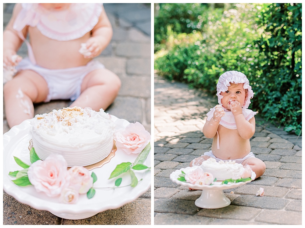 Garden Style Cake Smash Session at Morning Glory Farm outside of Charlotte, NC
