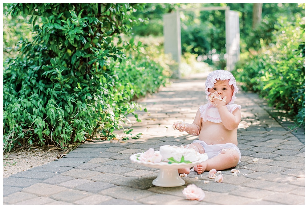 Garden Style Cake Smash Session at Morning Glory Farm in Monroe, NC