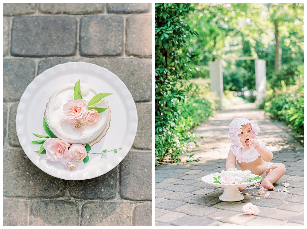 Garden Style Cake Smash Session at Morning Glory Farm in Monroe, NC