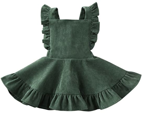 Girls Green Ruffle Skirt Romper 