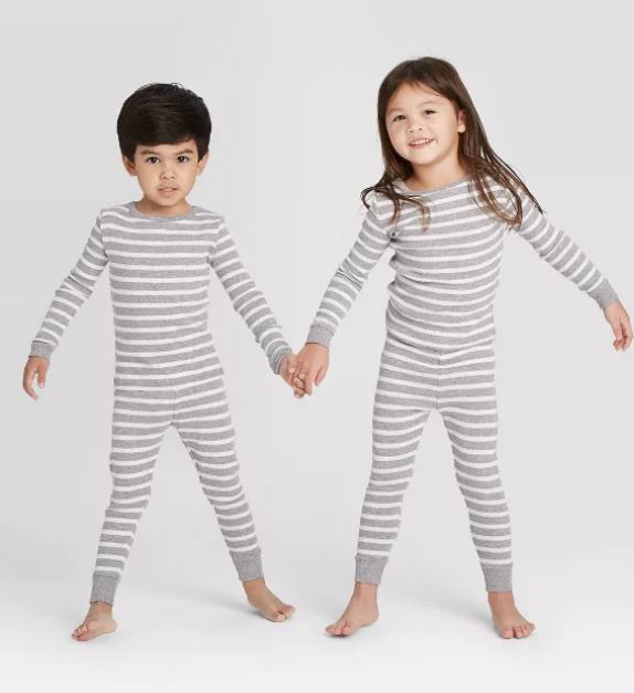 Target Gray Striped Kids Pajamas Separates