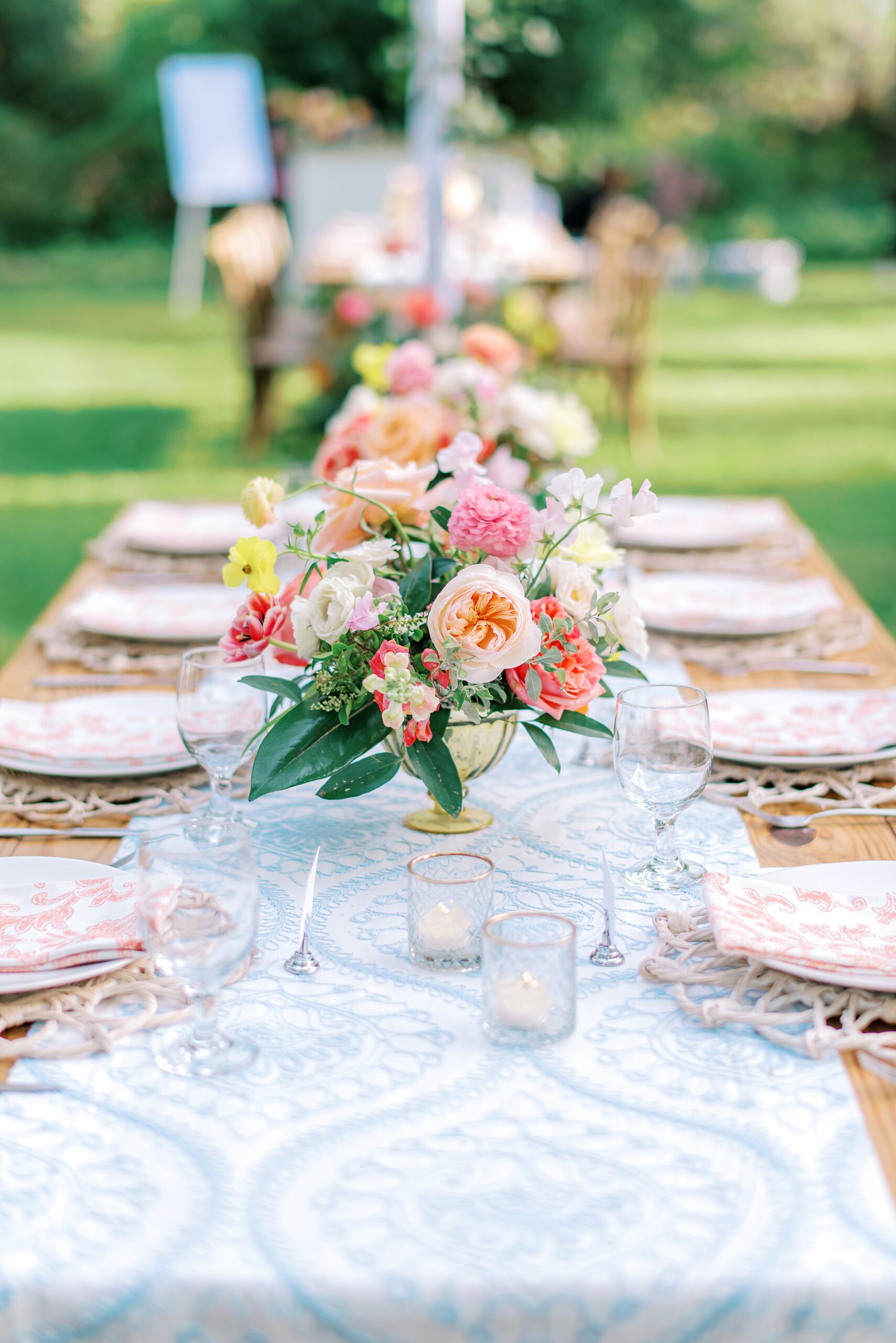 Details of an outdoor reception table setup at a unique wedding venues in charlotte nc